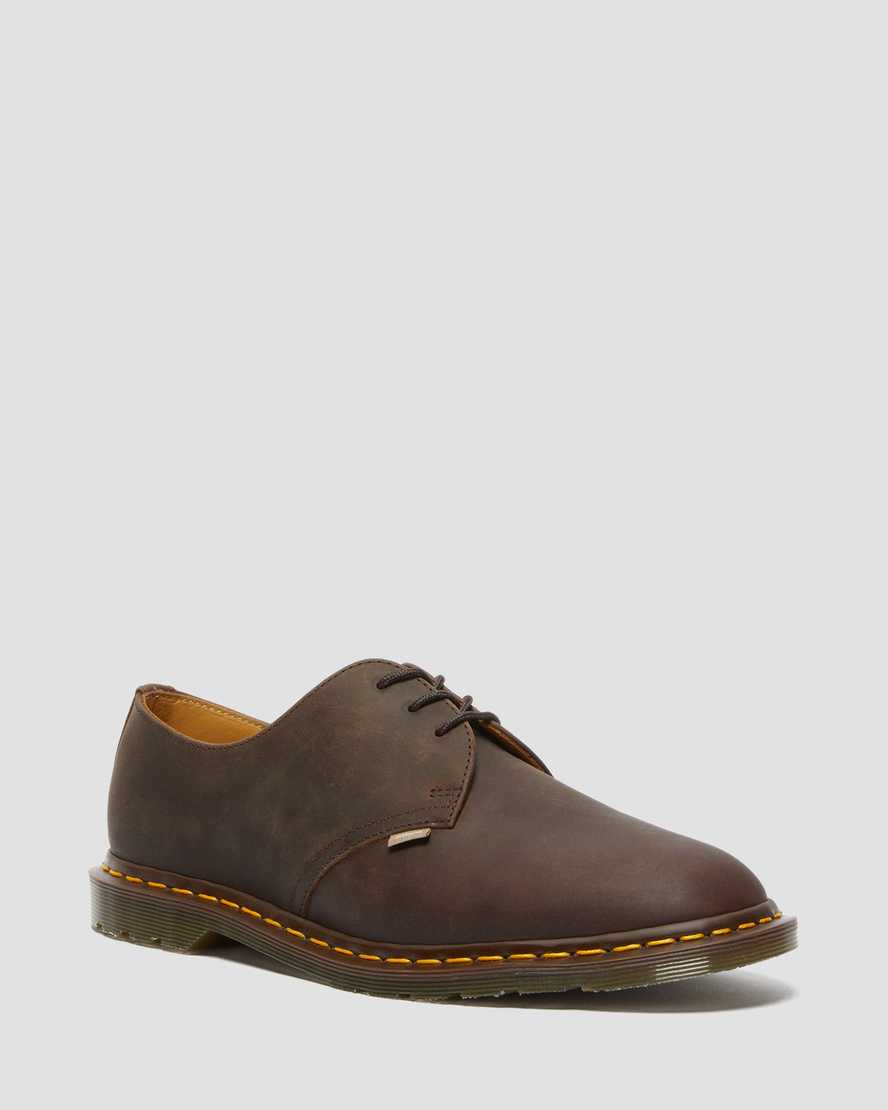 braune dr. martens archie ii jjjjound crazy horse damen-schnürschuhe