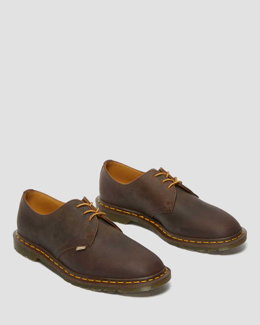 braune dr. martens archie ii jjjjound crazy horse damen-schnürschuhe