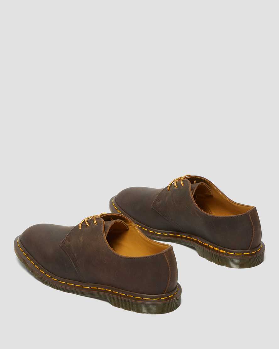 braune dr. martens archie ii jjjjound crazy horse damen-schnürschuhe