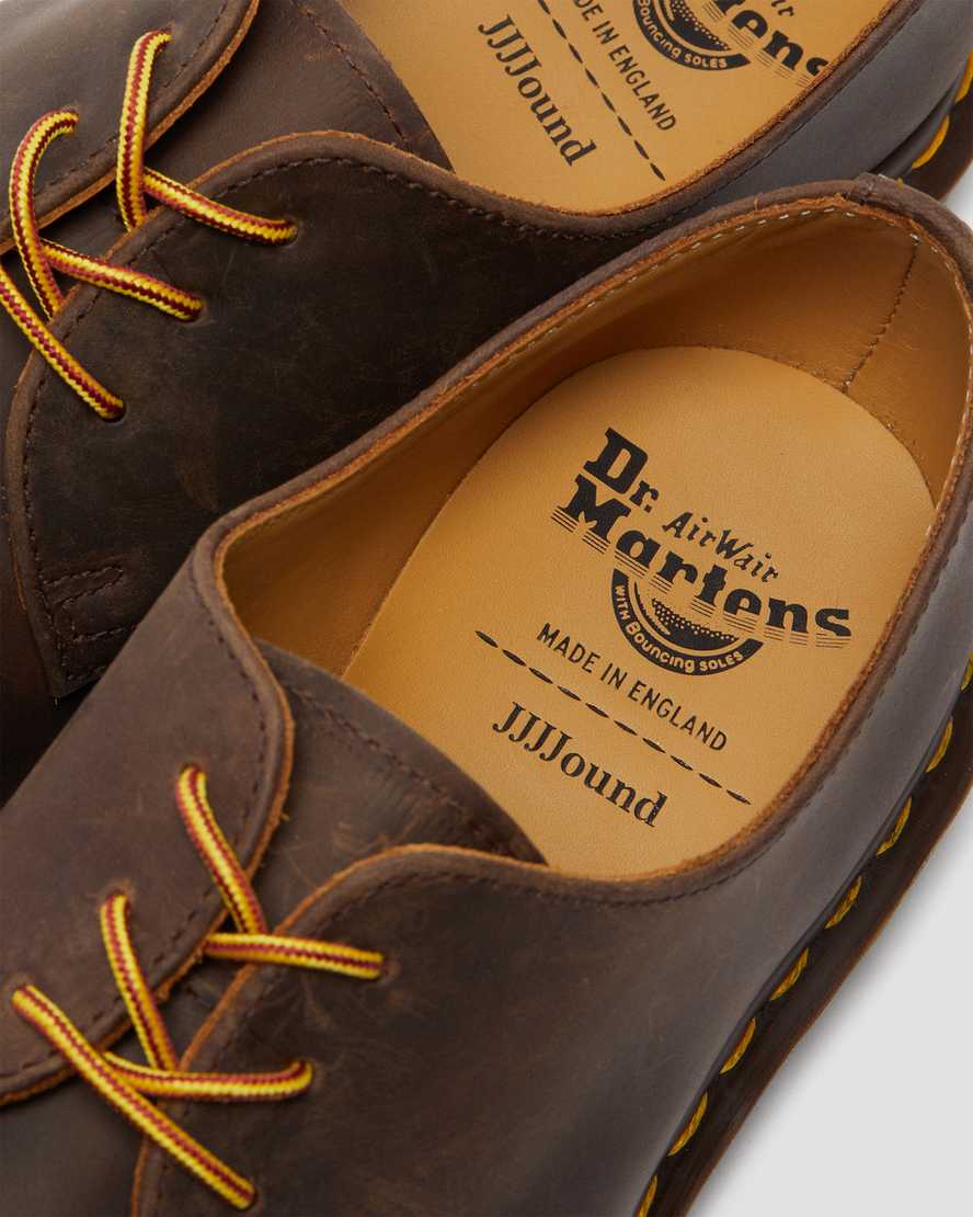 braune dr. martens archie ii jjjjound crazy horse damen-schnürschuhe