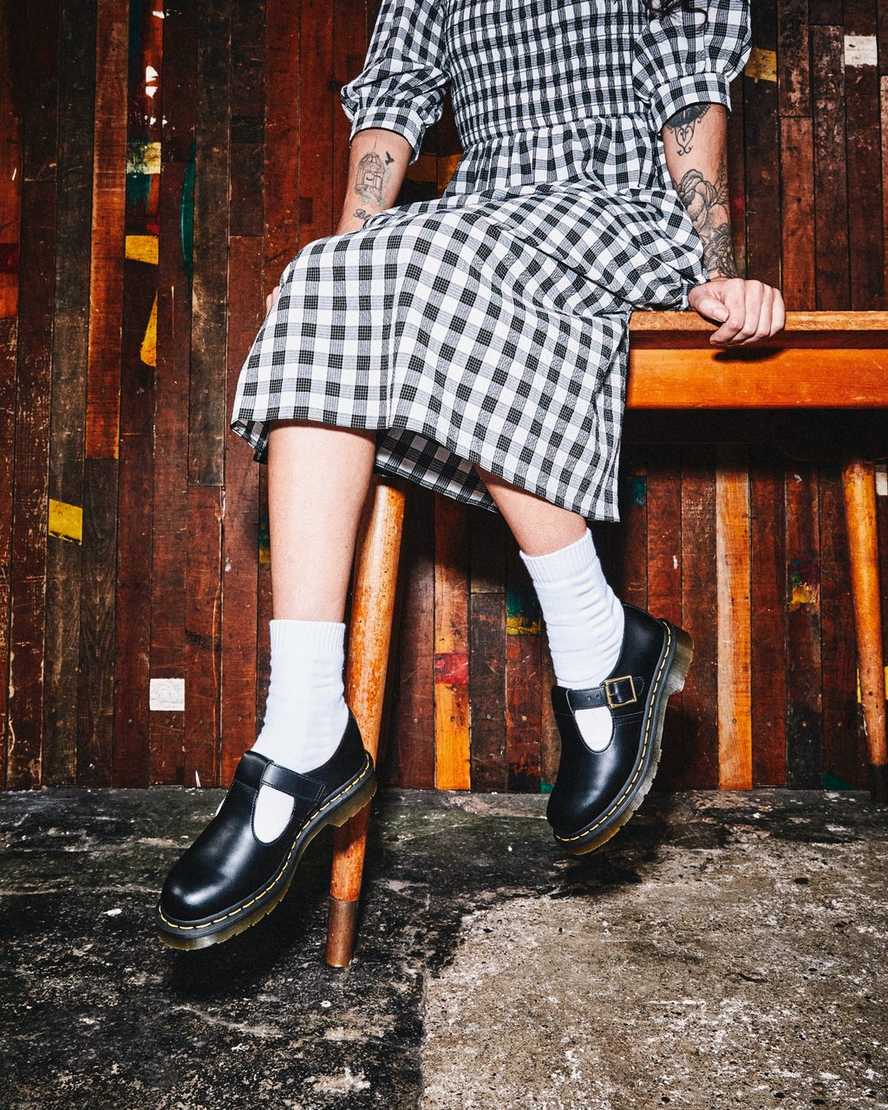 schwarze dr. martens polley smooth mary janes für damen