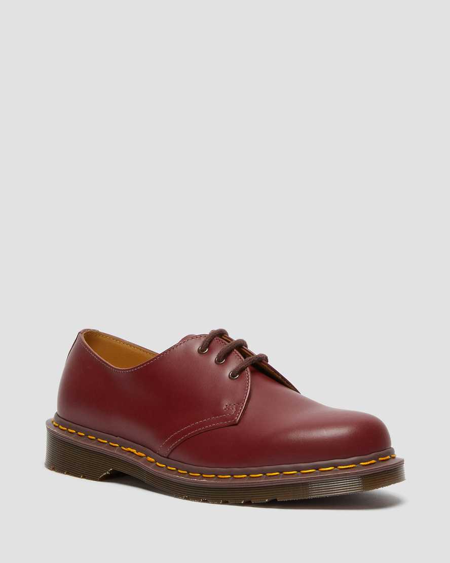 rote dr. martens 1461 vintage damen-oxfordschuhe hergestellt in england