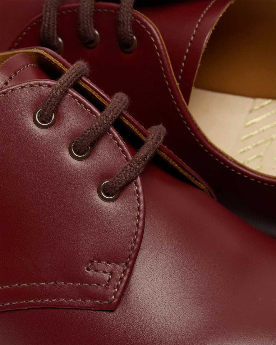 rote dr. martens 1461 vintage damen-oxfordschuhe hergestellt in england