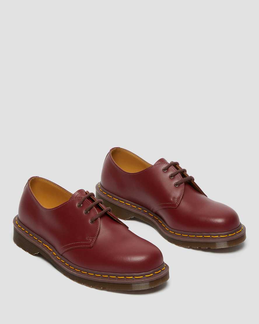 rote dr. martens 1461 vintage damen-oxfordschuhe hergestellt in england