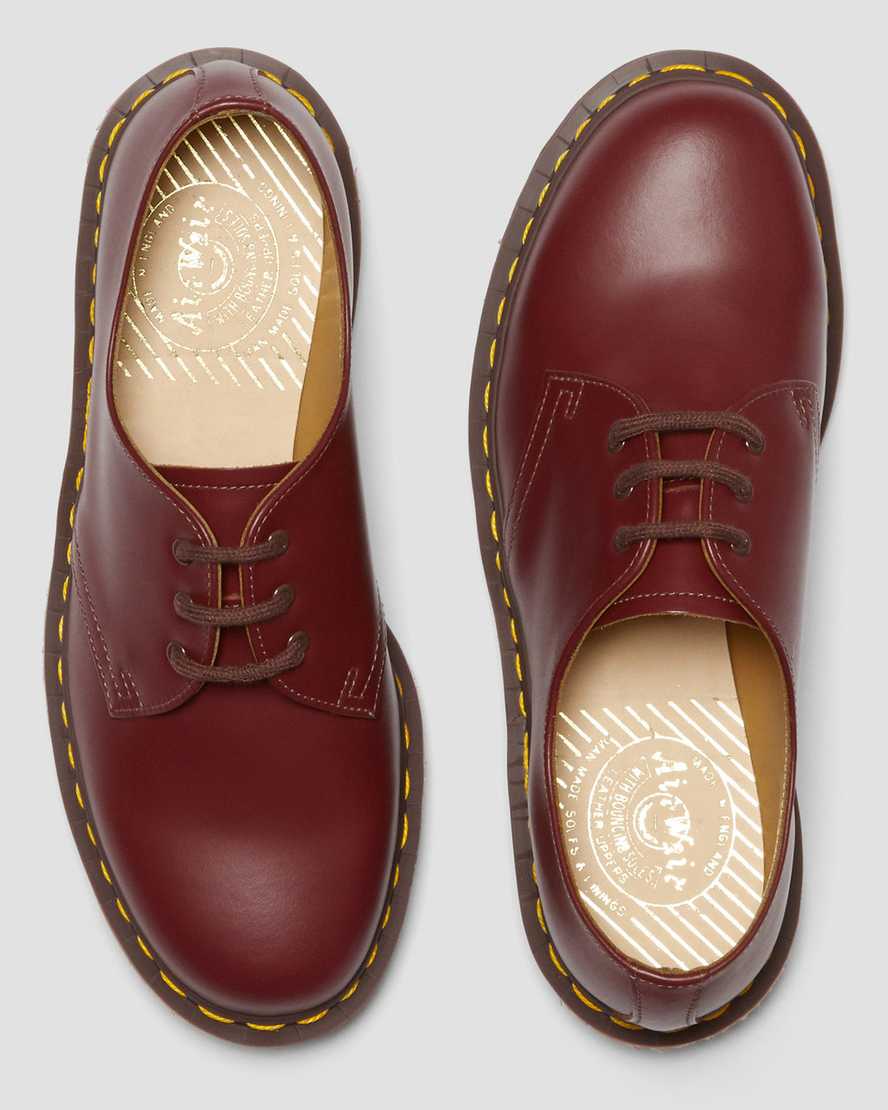 rote dr. martens 1461 vintage damen-oxfordschuhe hergestellt in england