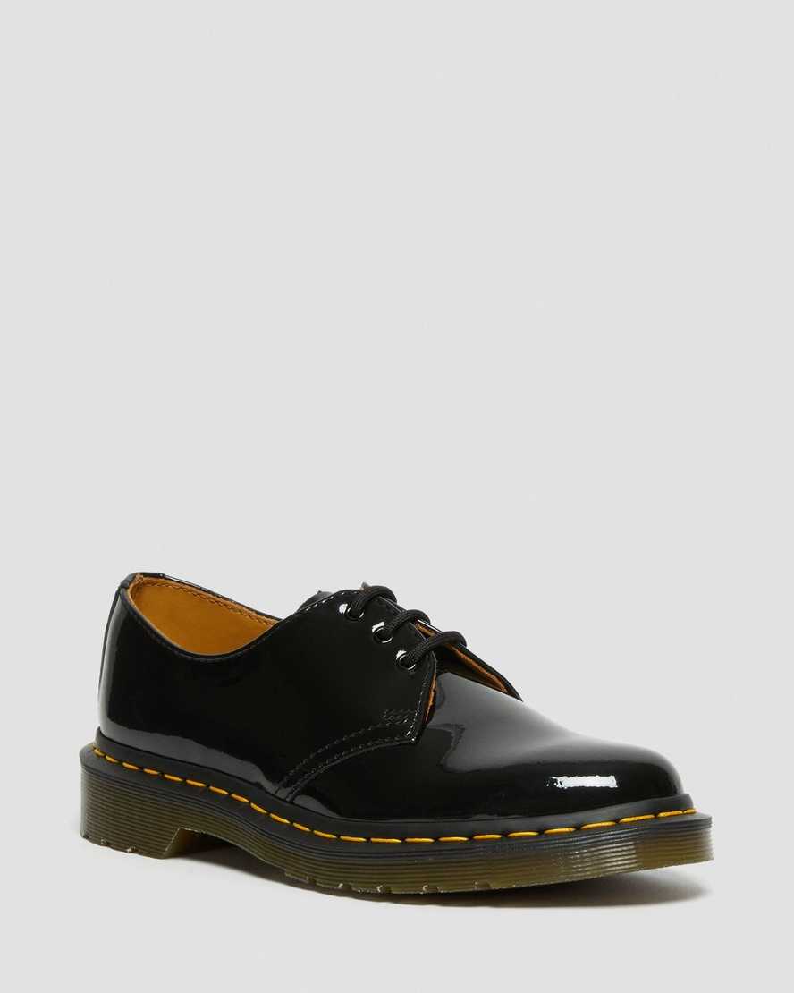 schwarze dr. martens 1461 lack-damen-oxfordschuhe