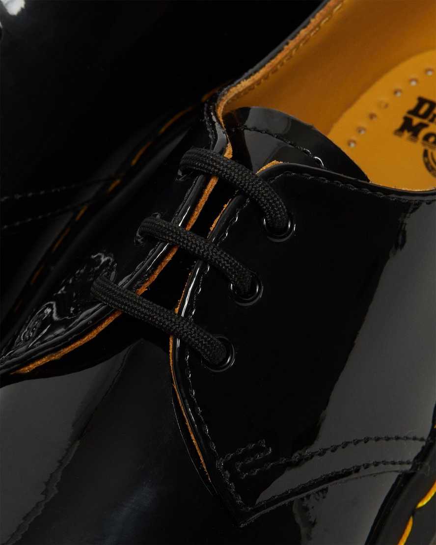 schwarze dr. martens 1461 lack-damen-oxfordschuhe