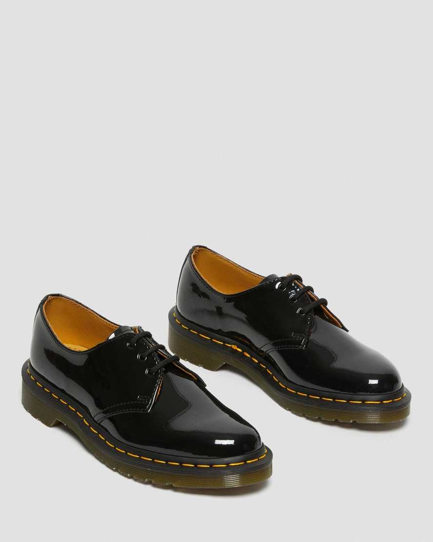 schwarze dr. martens 1461 lack-damen-oxfordschuhe