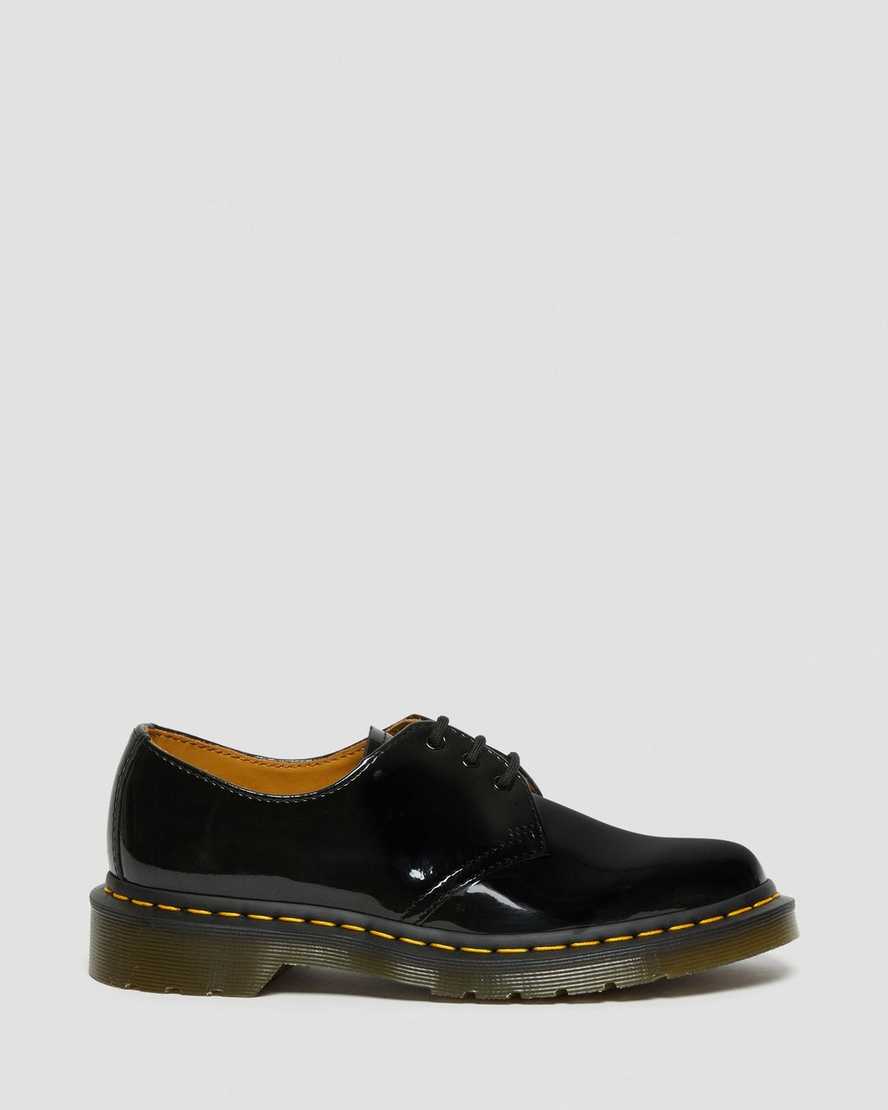 schwarze dr. martens 1461 lack-damen-oxfordschuhe