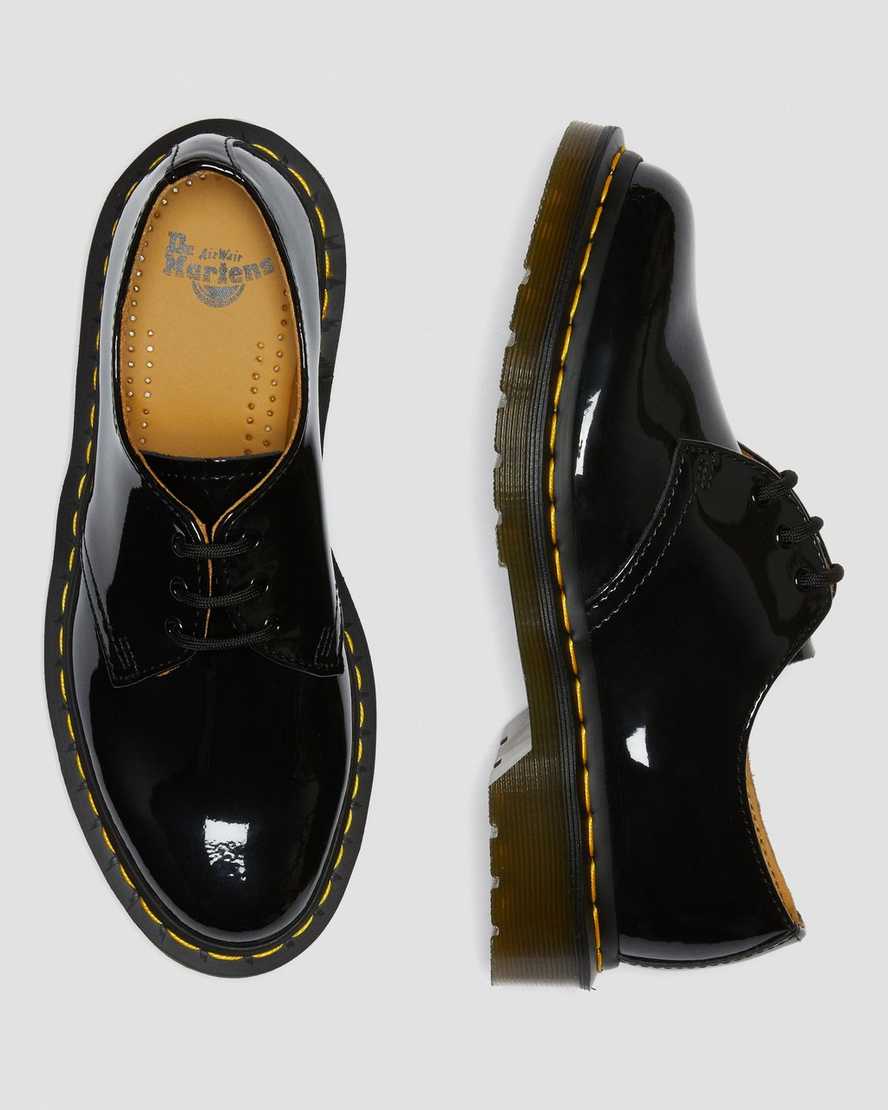 schwarze dr. martens 1461 lack-damen-oxfordschuhe