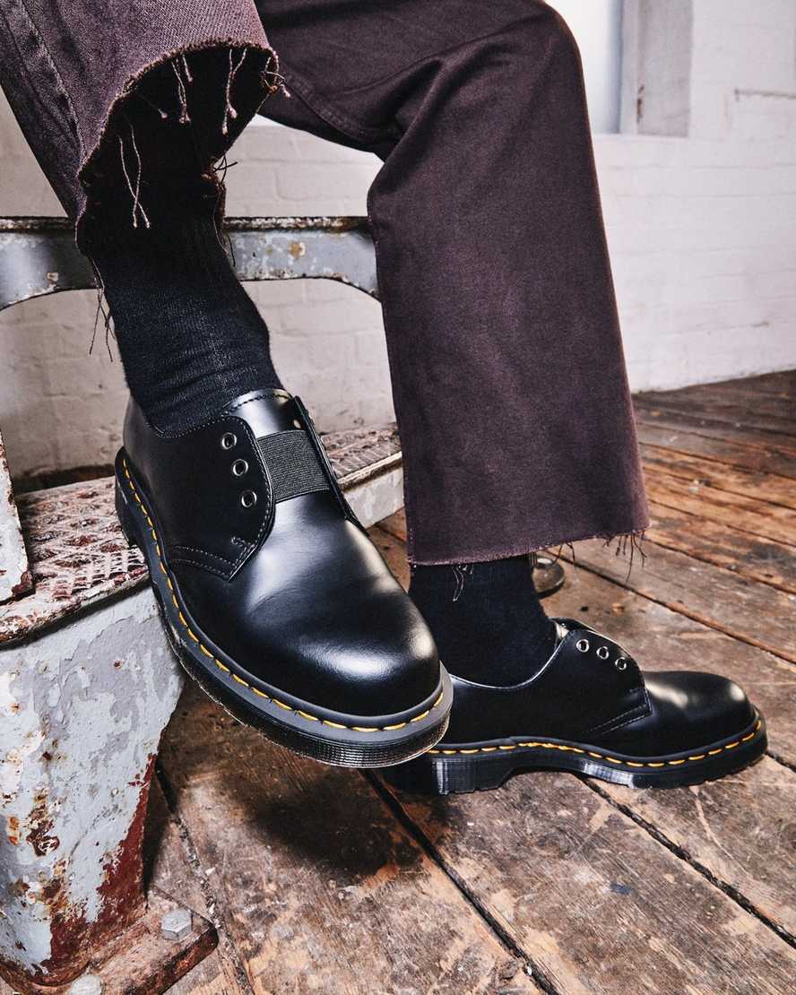 schwarze dr. martens 1461 elastic smooth damen-oxfordschuhe