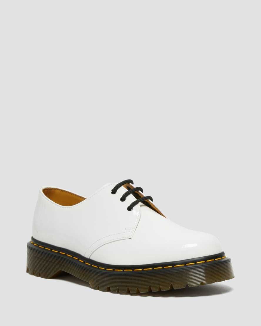 weiße dr. martens 1461 bex lackleder-oxfordschuhe für damen