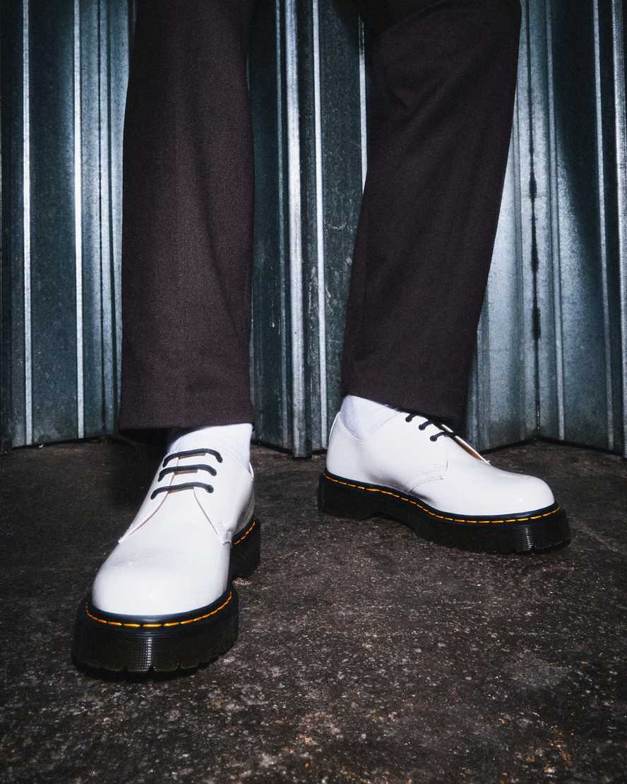 weiße dr. martens 1461 bex lackleder-oxfordschuhe für damen
