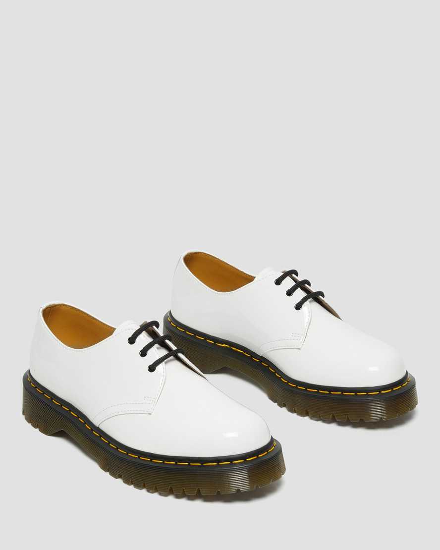 weiße dr. martens 1461 bex lackleder-oxfordschuhe für damen