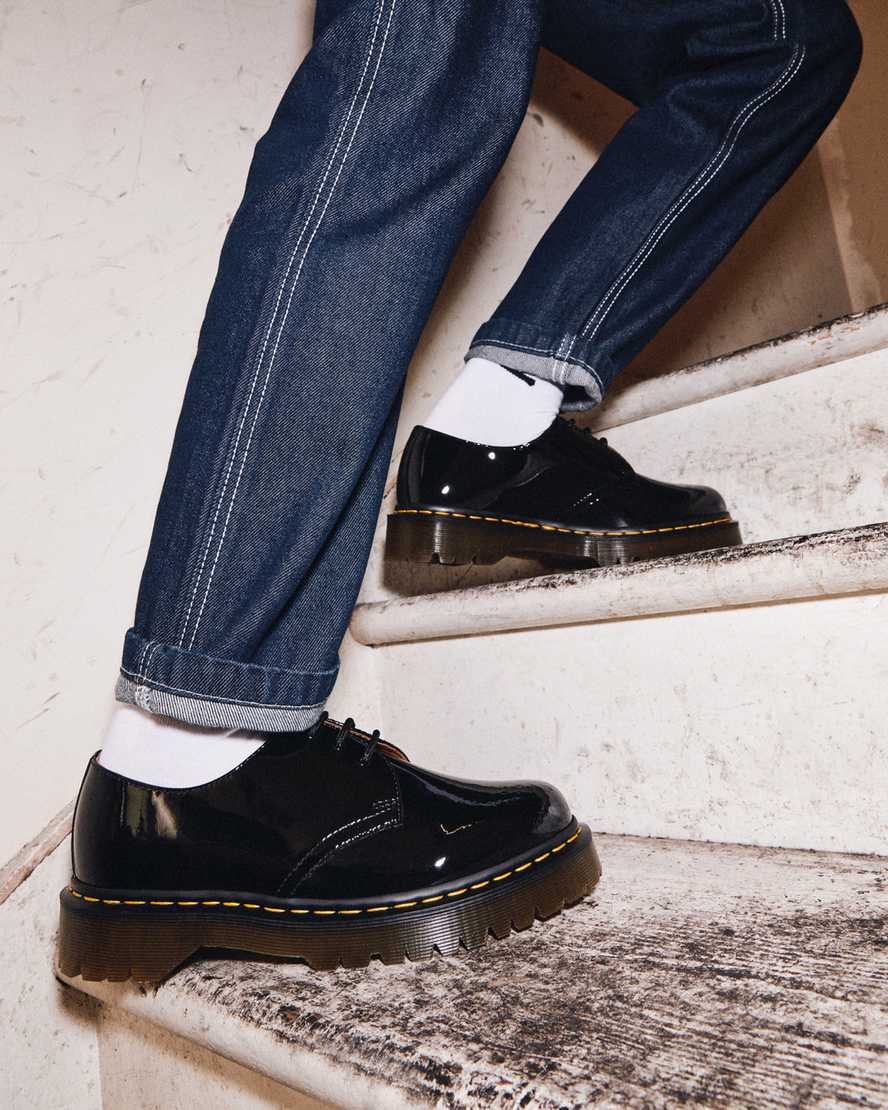 schwarze dr. martens 1461 bex lackleder-damenschuhe
