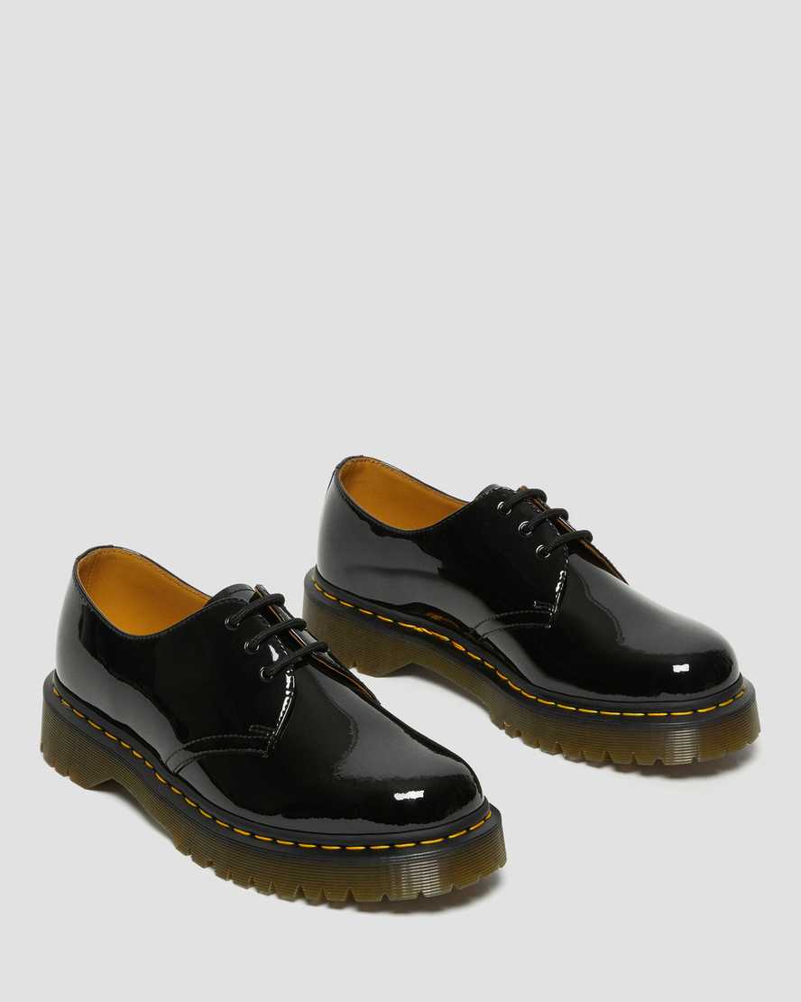 schwarze dr. martens 1461 bex lackleder-damenschuhe