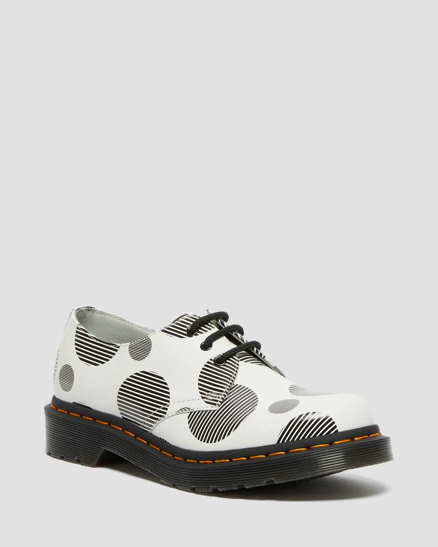 weiße und schwarze dr. martens 1461 polka dot glatte damen-oxfordschuhe