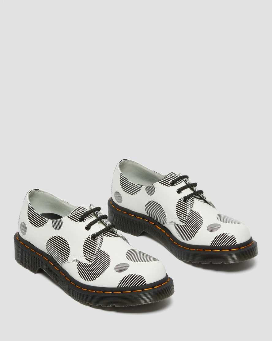 weiße und schwarze dr. martens 1461 polka dot glatte damen-oxfordschuhe