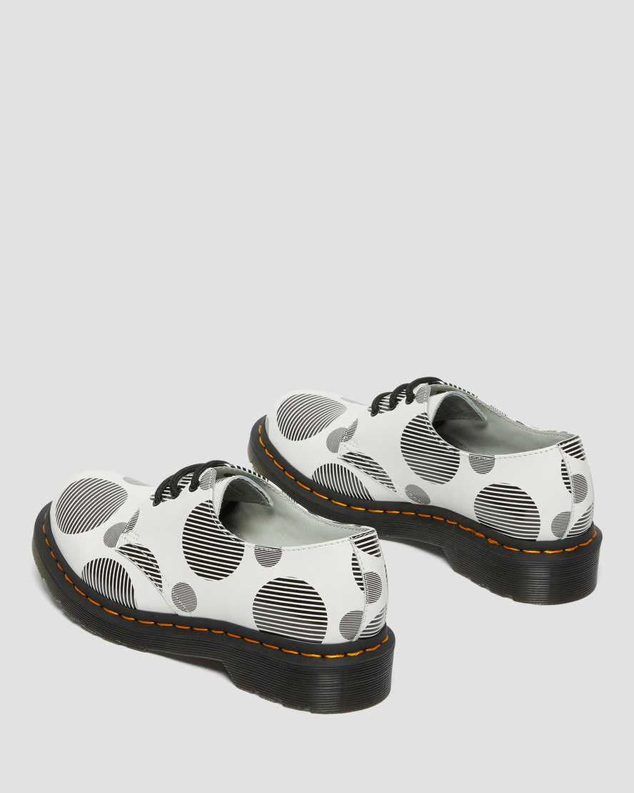 weiße und schwarze dr. martens 1461 polka dot glatte damen-oxfordschuhe