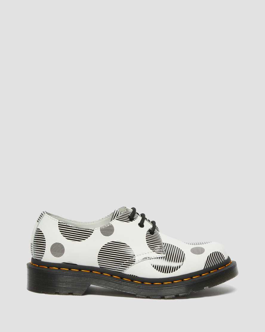 weiße und schwarze dr. martens 1461 polka dot glatte damen-oxfordschuhe