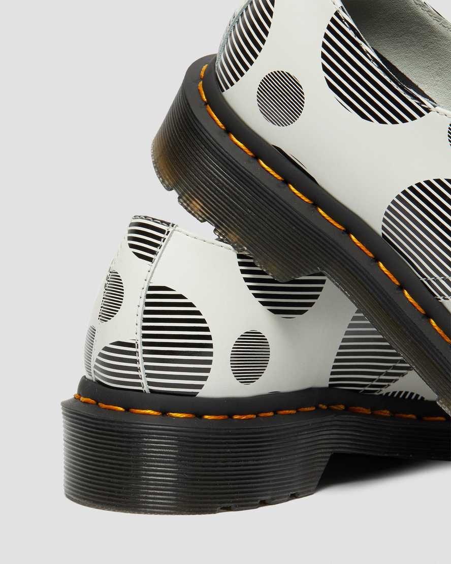 weiße und schwarze dr. martens 1461 polka dot glatte damen-oxfordschuhe