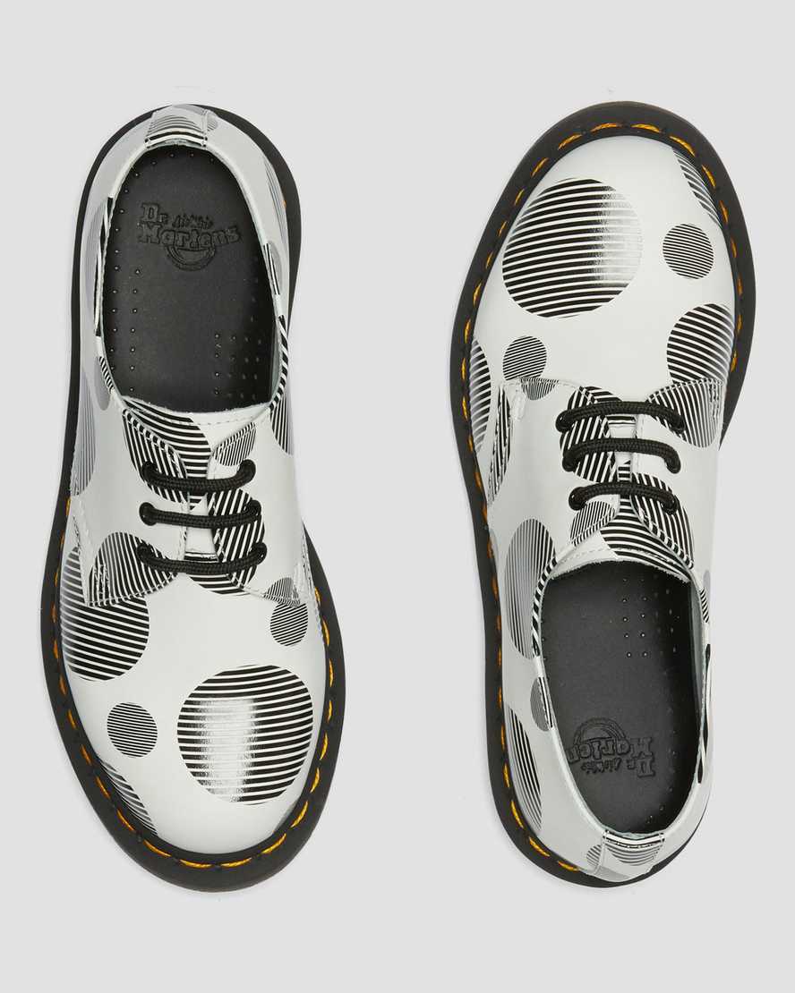 weiße und schwarze dr. martens 1461 polka dot glatte damen-oxfordschuhe