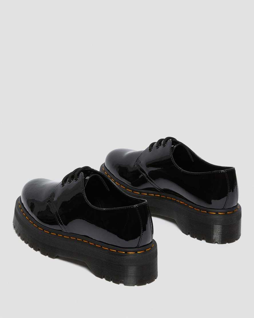 schwarze dr. martens 1461 lack-plateau-damenschuhe