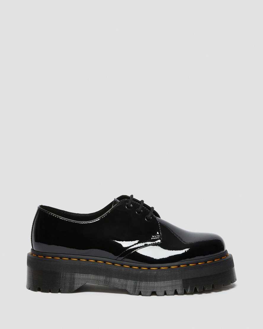 schwarze dr. martens 1461 lack-plateau-damenschuhe