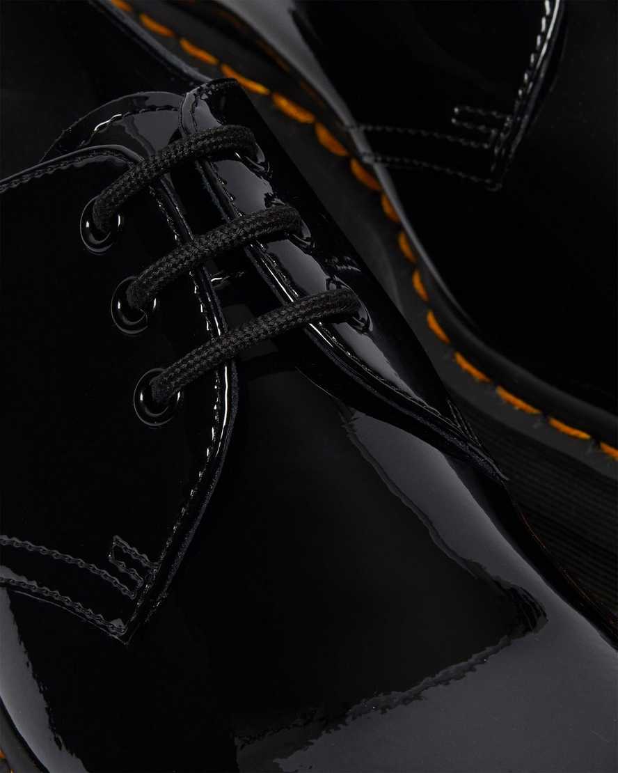 schwarze dr. martens 1461 lack-plateau-damenschuhe