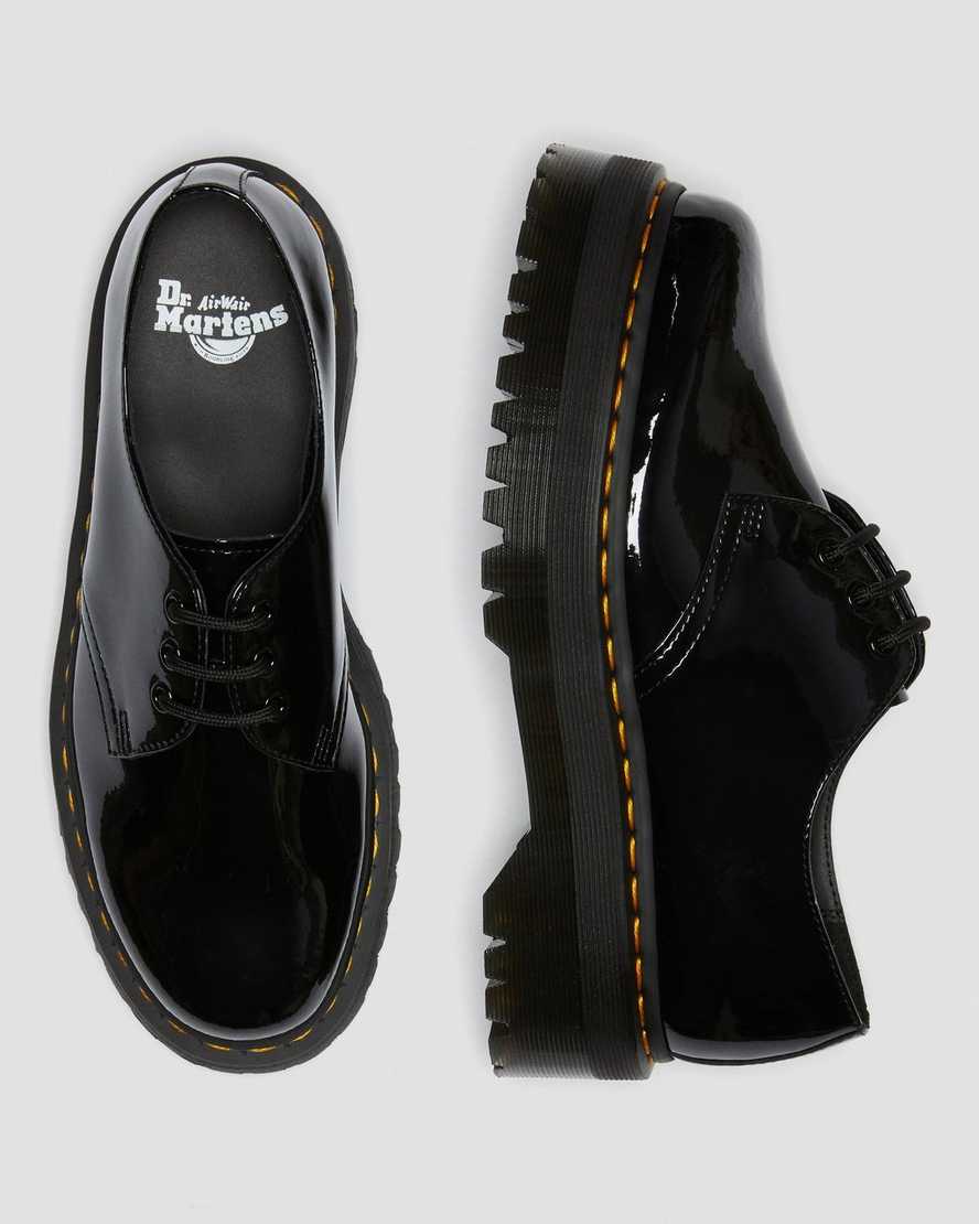 schwarze dr. martens 1461 lack-plateau-damenschuhe