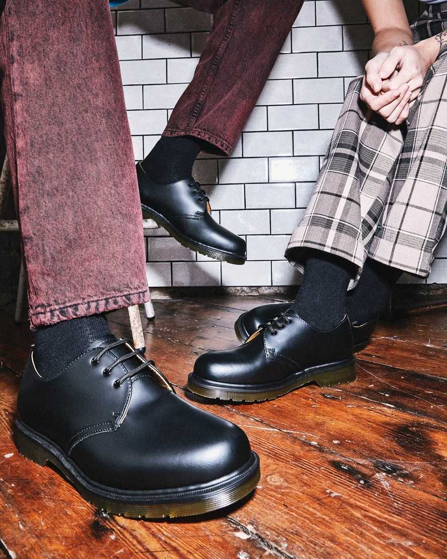 schwarze dr. martens 1461 plain welt glatte damen-oxfordschuhe