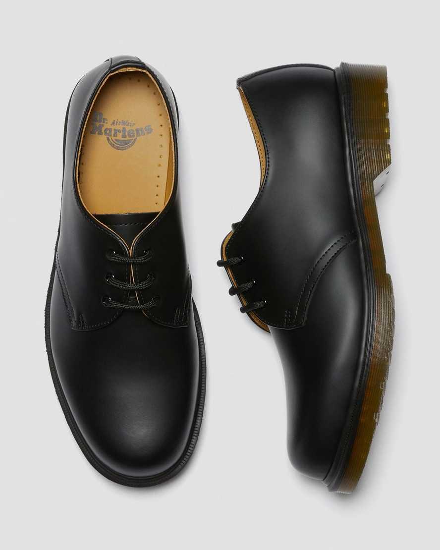 schwarze dr. martens 1461 plain welt glatte damen-oxfordschuhe