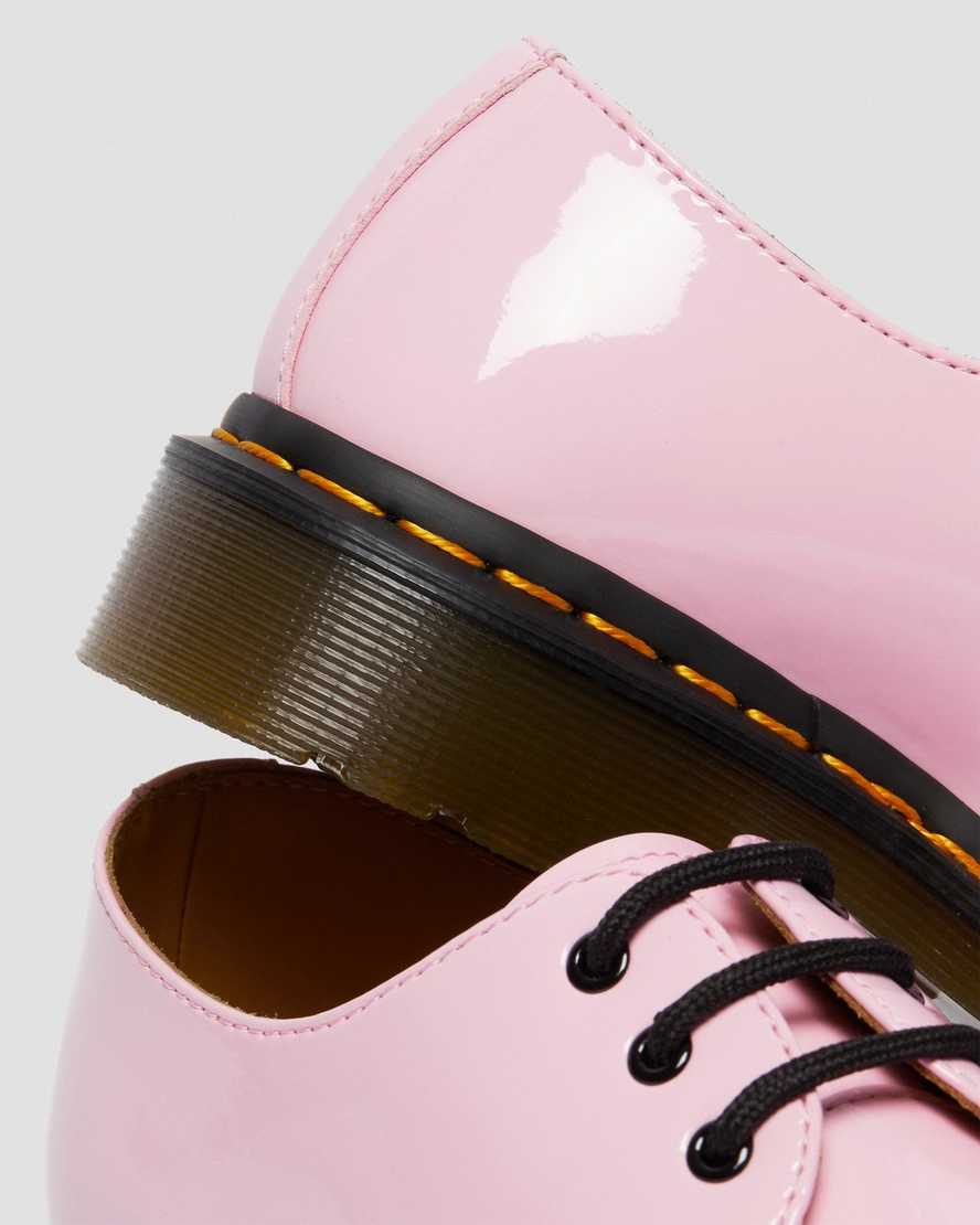 pinkfarbene dr. martens 1461 lack-damenschuhe oxford