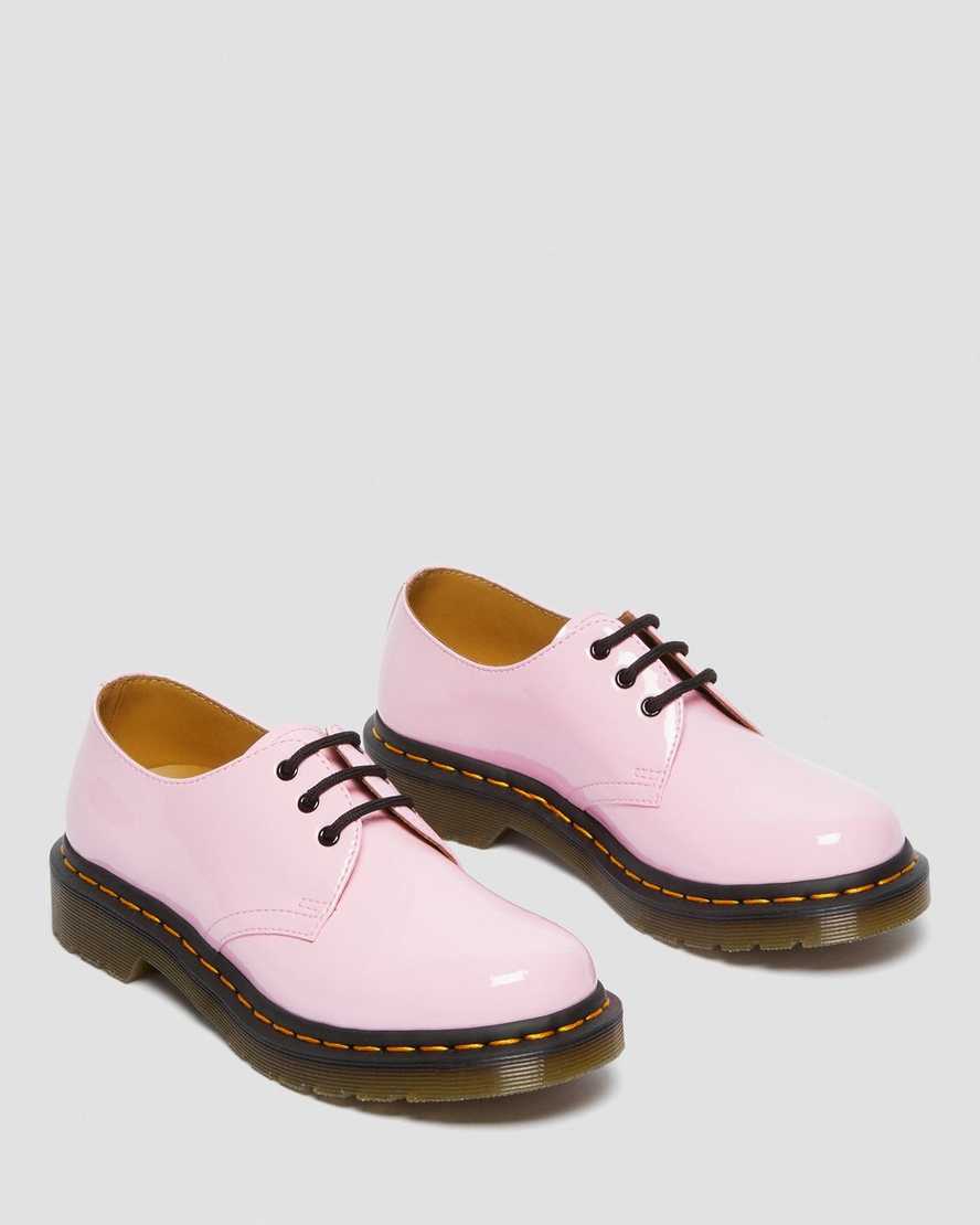 pinkfarbene dr. martens 1461 lack-damenschuhe oxford