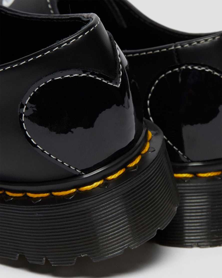 schwarze dr. martens 1461 hearts glatt- und lackleder damen-oxfordschuhe