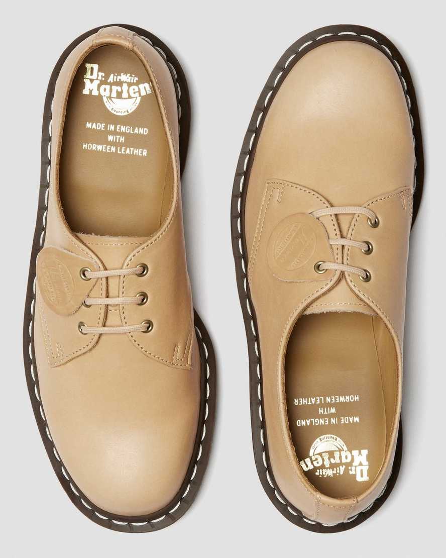 beige dr. martens 1461 veg tan damen-oxfordschuhe