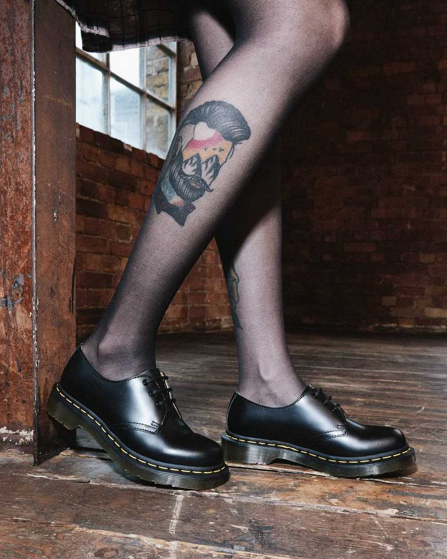 schwarze dr. martens 1461 smooth damen-oxfordschuhe