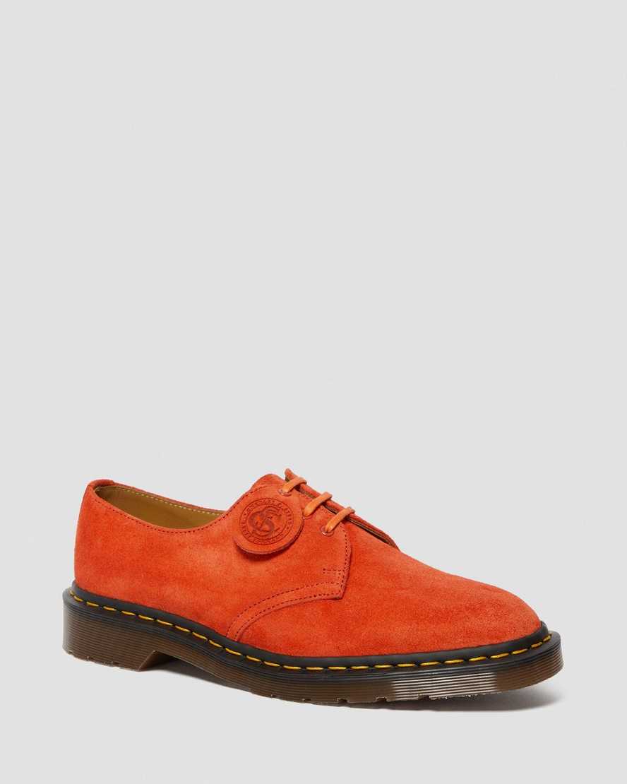 orangefarbene dr. martens 1461 damen-oxfordschuhe hergestellt in england