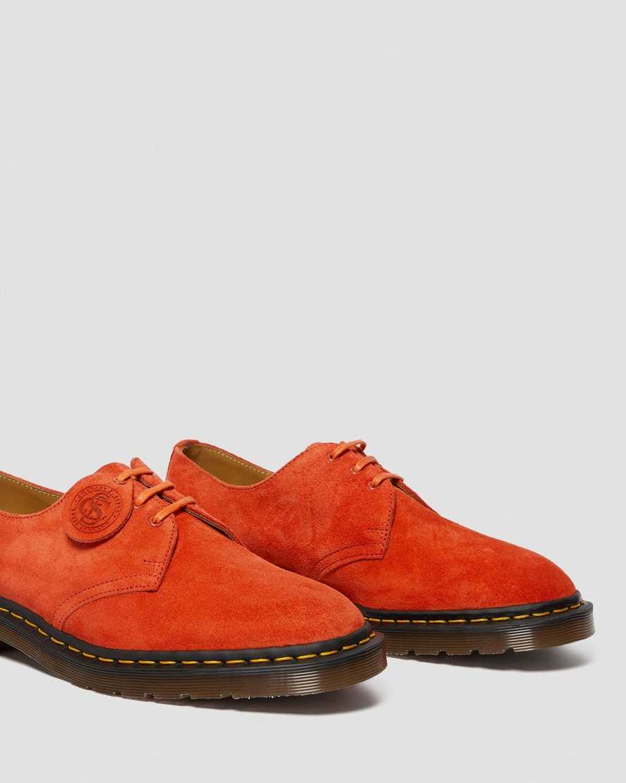 orangefarbene dr. martens 1461 damen-oxfordschuhe hergestellt in england