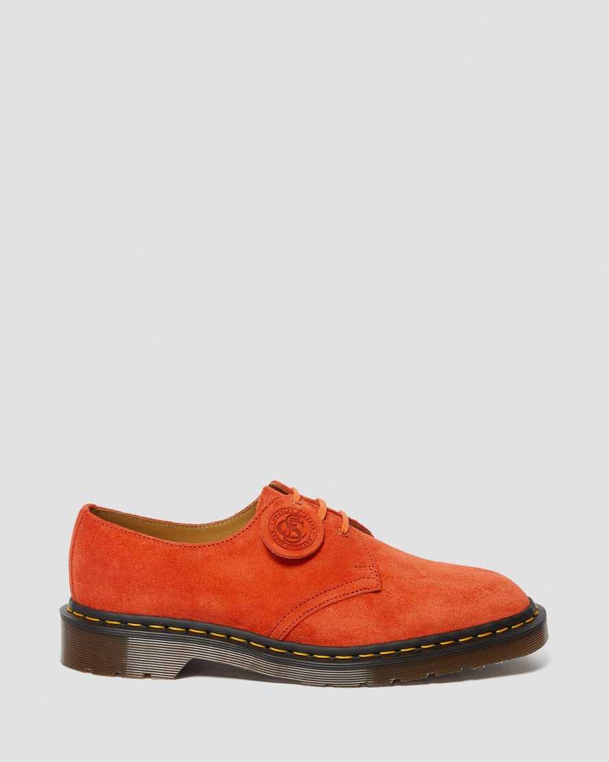 orangefarbene dr. martens 1461 damen-oxfordschuhe hergestellt in england