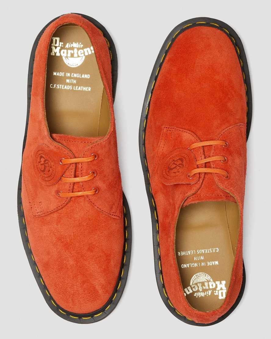 orangefarbene dr. martens 1461 damen-oxfordschuhe hergestellt in england