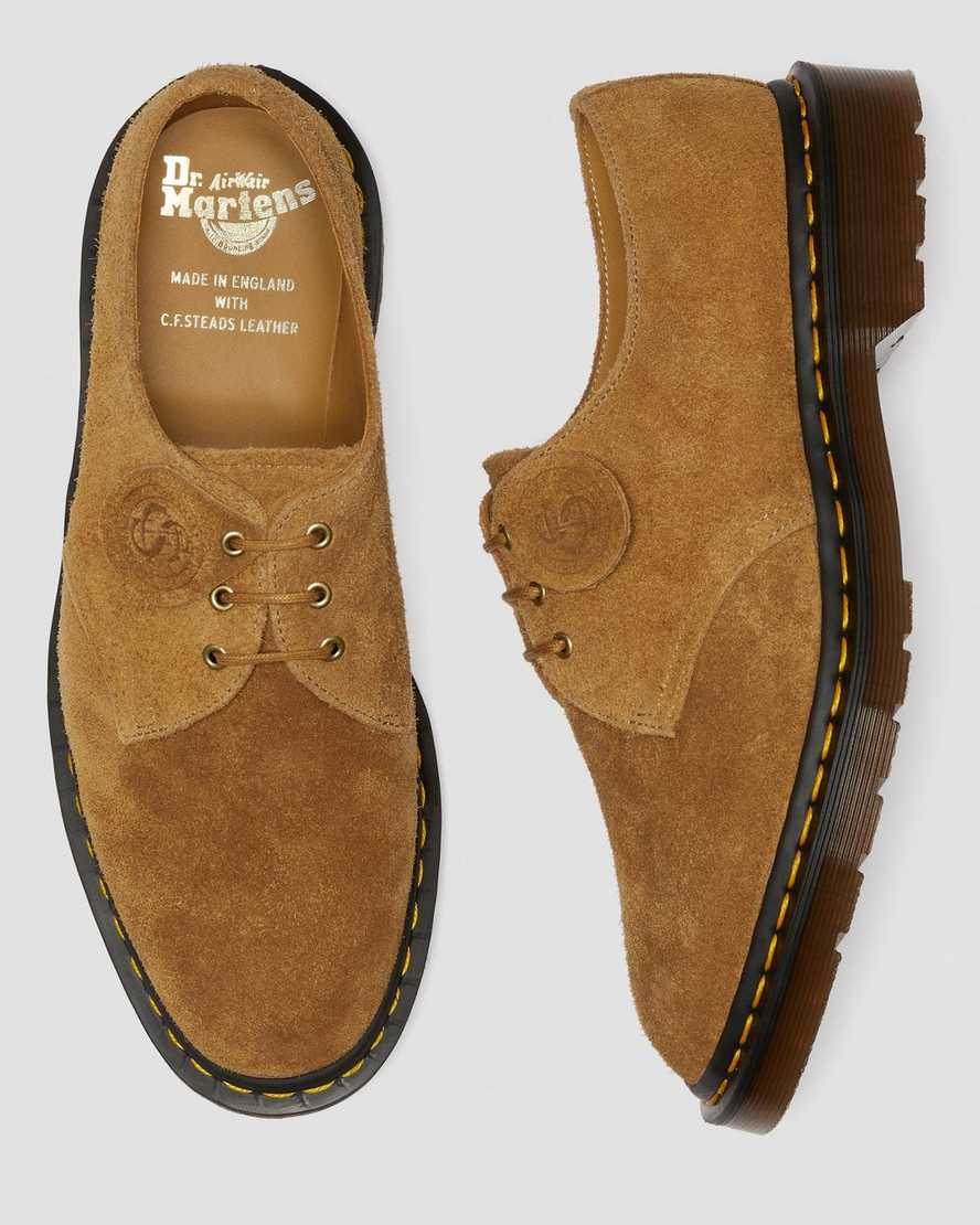 braune dr. martens 1461 damen-oxfordschuhe hergestellt in england