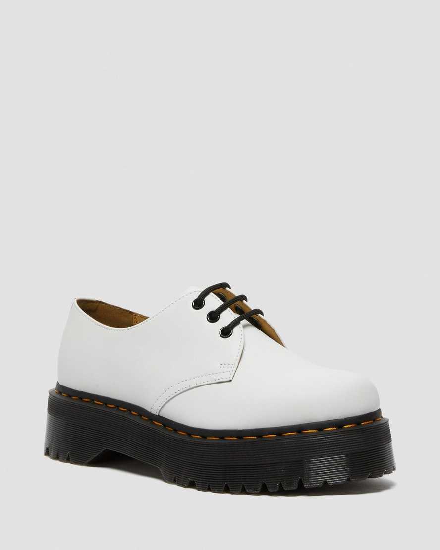 weiße dr. martens 1461 smooth damen-plateauschuhe