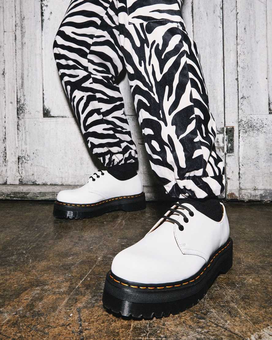 weiße dr. martens 1461 smooth damen-plateauschuhe