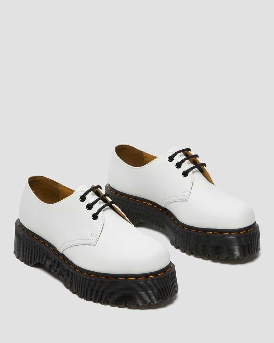 weiße dr. martens 1461 smooth damen-plateauschuhe