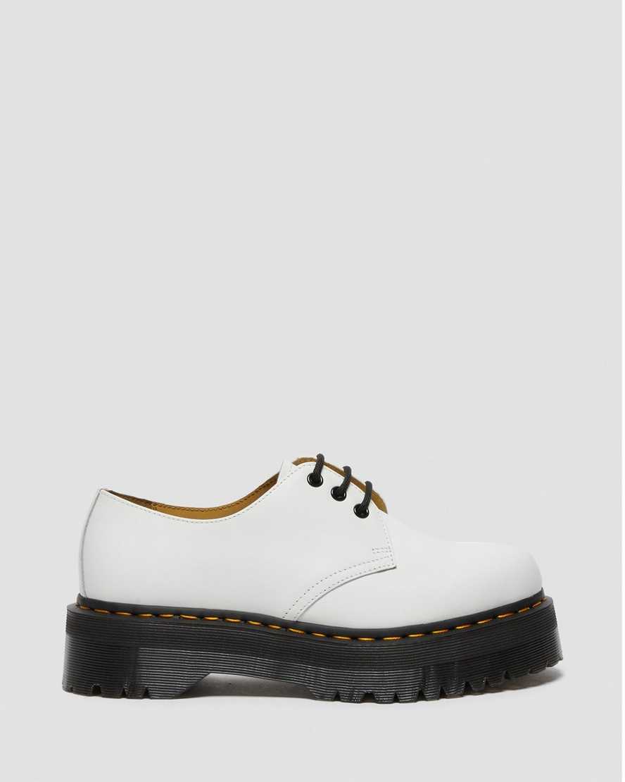 weiße dr. martens 1461 smooth damen-plateauschuhe