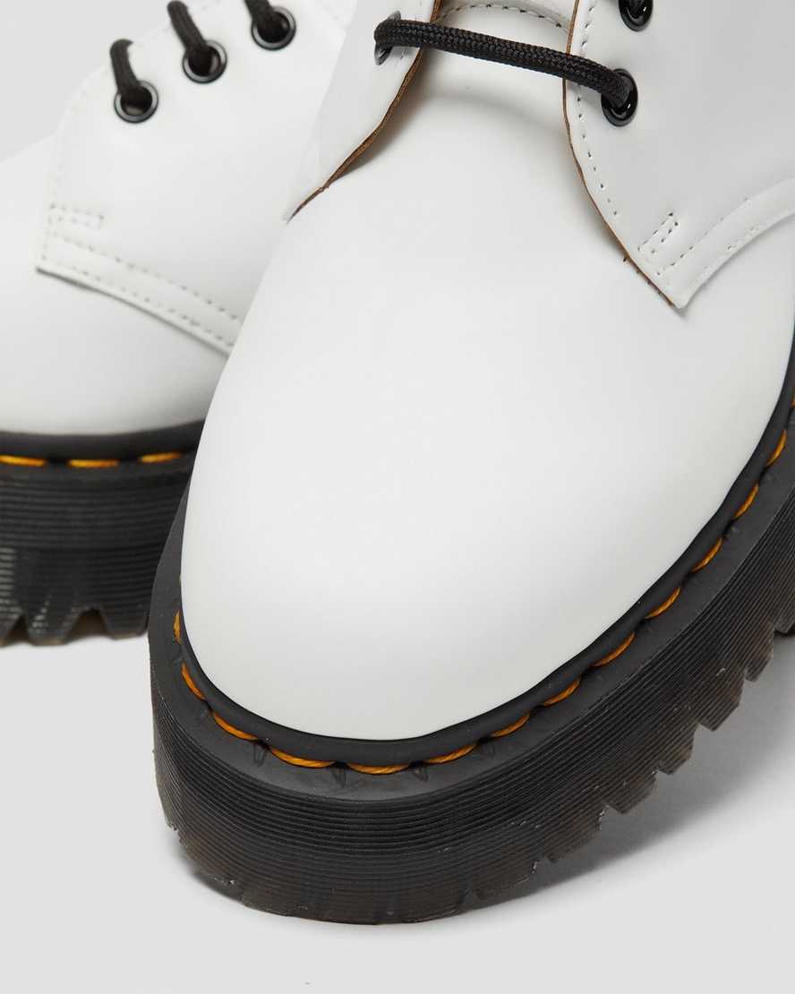 weiße dr. martens 1461 smooth damen-plateauschuhe